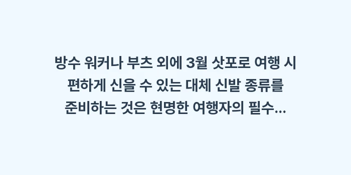 방수 워커나 부츠 외에 3월 삿포로 여행 시 편하게 신을 수 있는 대체 신발 종류: 방수 워커나 부츠 외에 3월... (1)