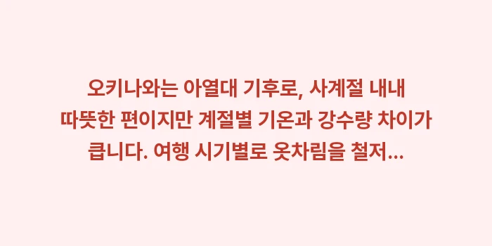 오키나와 공항 편의시설 여행 필수 정보: 오키나와는 아열대 기후로,... (1)