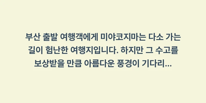 부산 출발 미야코지마: 부산 출발 여행객에게 미야코... (1)