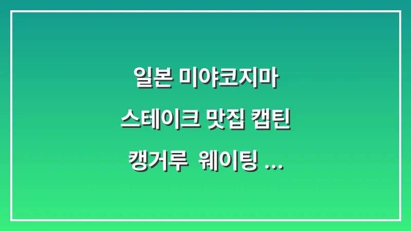 일본 미야코지마 스테이크 맛집 캡틴 캥거루: 웨이팅 필수 햄버거 맛집 대표 이미지