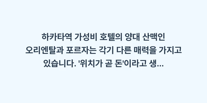 하카타역 가성비 호텔: 하카타역 가성비 호텔의 양대... (2)