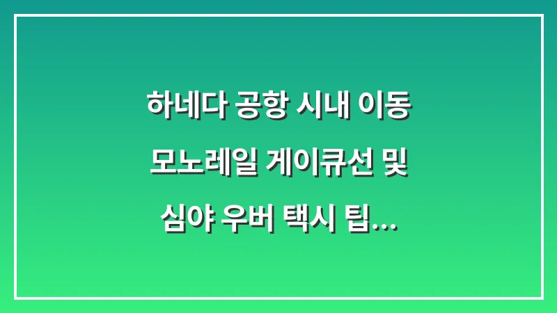 하네다 공항 시내 이동: 모노레일 게이큐선 및 심야 우버 택시 팁 가이드 대표 이미지