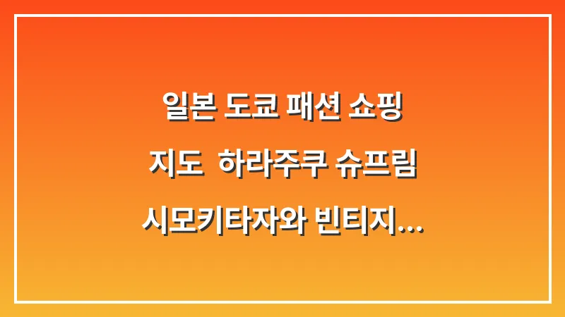 일본 도쿄 패션 쇼핑 지도: 하라주쿠 슈프림 시모키타자와 빈티지 대표 이미지