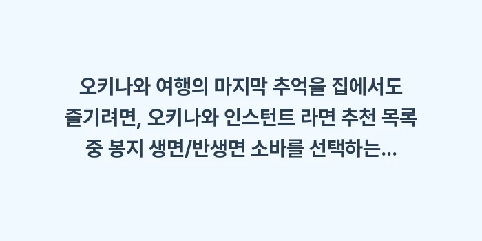 오키나와 인스턴트 라면 추천: 오키나와 여행의 마지막 추억... (2)