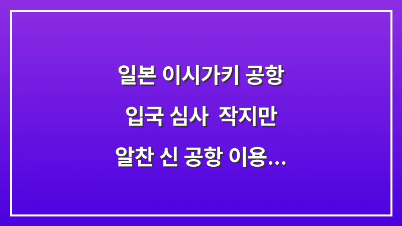 일본 이시가키 공항 입국 심사: 작지만 알찬 신 공항 이용 꿀팁 대표 이미지