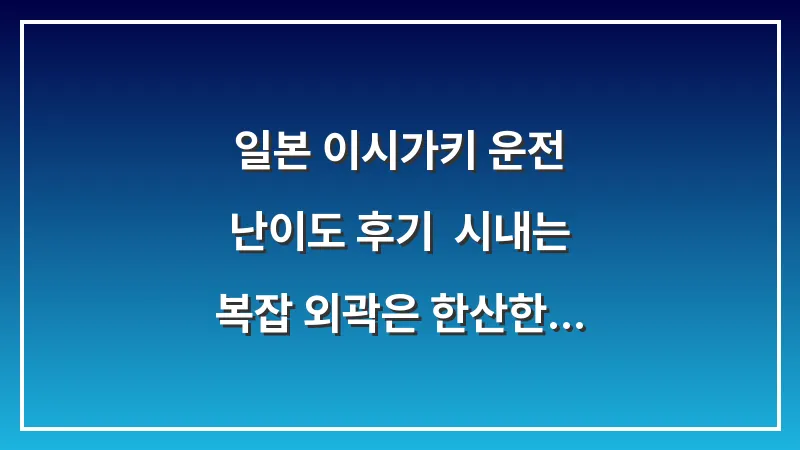일본 이시가키 운전 난이도 후기: 시내는 복잡 외곽은 한산한 도로 대표 이미지