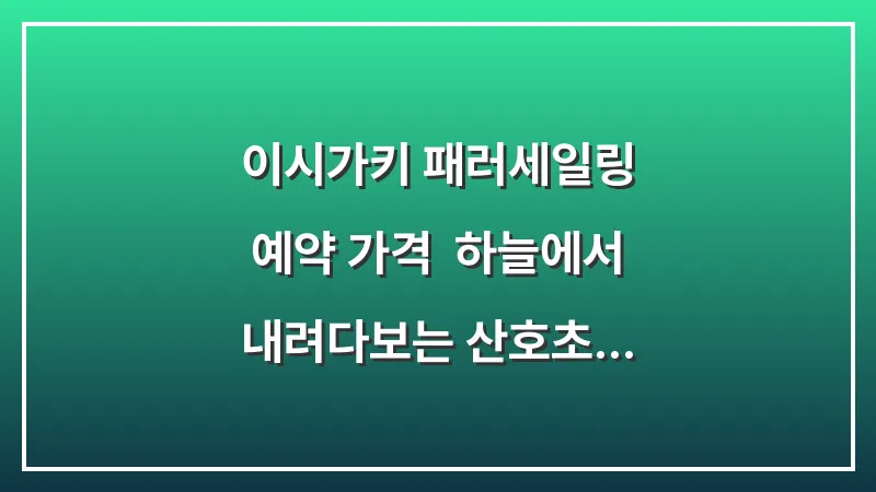이시가키 패러세일링 예약 가격: 하늘에서 내려다보는 산호초 절경 (복장, 팁) 대표 이미지