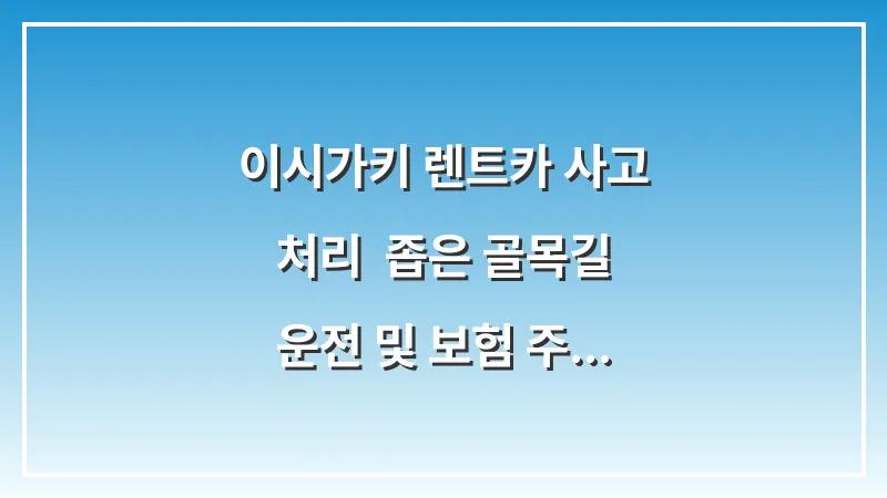 이시가키 렌트카 사고 처리: 좁은 골목길 운전 및 보험 주의사항 완전 정복 대표 이미지