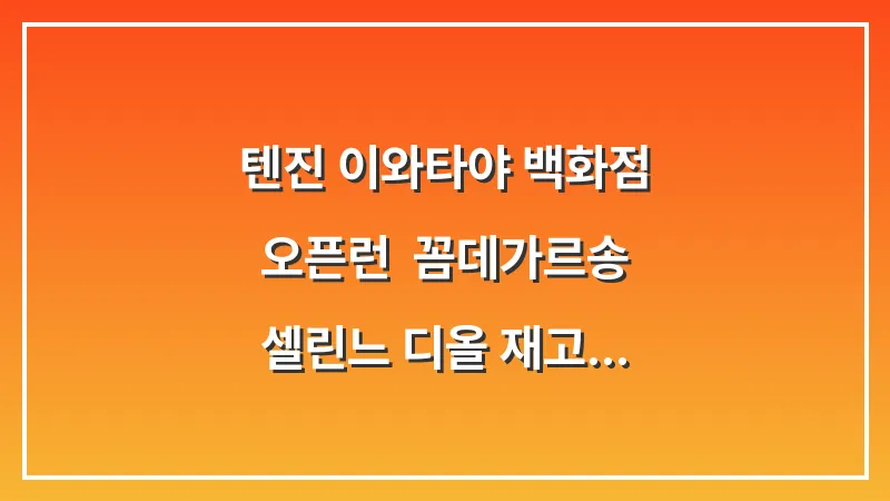 텐진 이와타야 백화점 오픈런: 꼼데가르송 셀린느 디올 재고 확인 대표 이미지