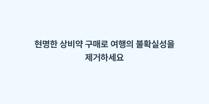 일본 드럭스토어 상비약: 현명한 상비약 구매로 여행의... (1)