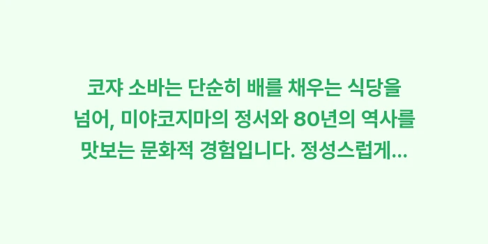 미야코지마 소바 맛집: 코쟈 소바는 단순히 배를 채... (1)