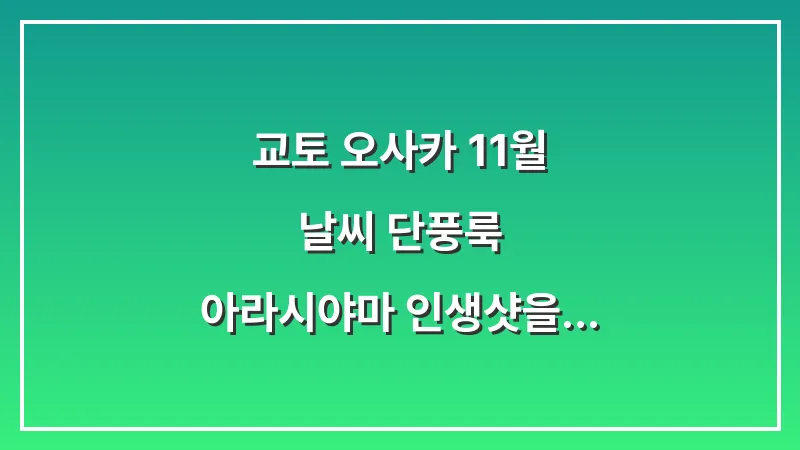 교토 오사카 11월 날씨 단풍룩: 아라시야마 인생샷을 위한 밝은색 니트 코디 대표 이미지