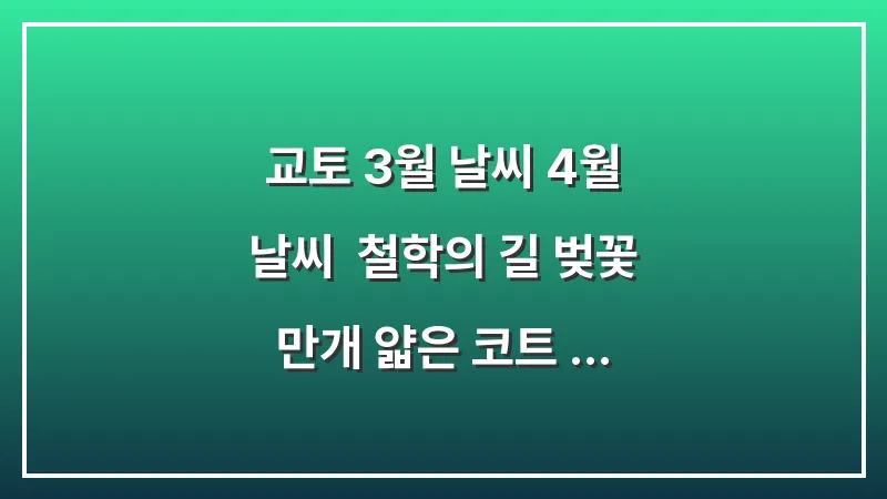 교토 3월 날씨 4월 날씨: 철학의 길 벚꽃 만개 얇은 코트 인생샷 룩 대표 이미지