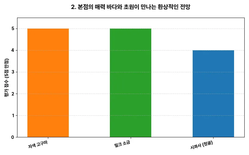 2. 본점의 매력: 바다와 초원이 만나는 환상적인 전망 시각화 차트