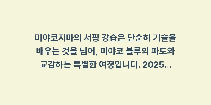 미야코지마 서핑 강습: 미야코지마의 서핑 강습은 단... (2)