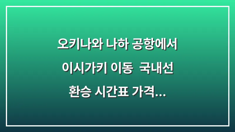 오키나와 나하 공항에서 이시가키 이동: 국내선 환승 시간표 가격 총정리 대표 이미지