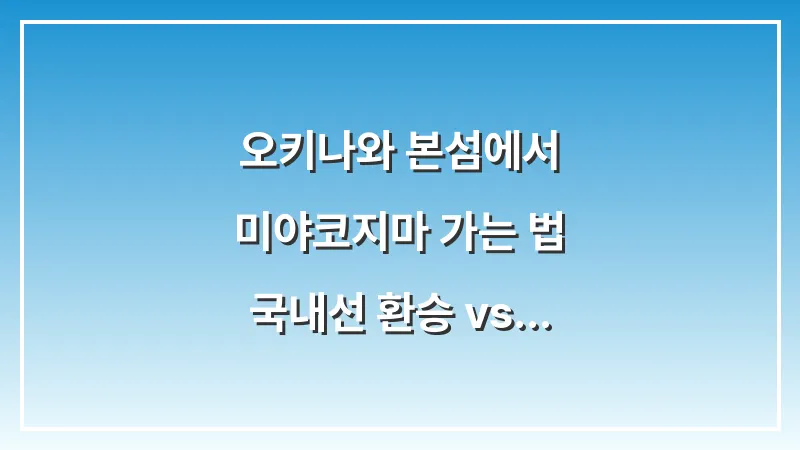 오키나와 본섬에서 미야코지마 가는 법: 국내선 환승 vs 직항 비교 대표 이미지
