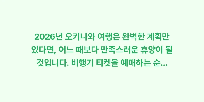 오키나와 여행 준비물: 2026년 오키나와 여행은... (2)