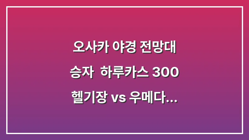오사카 야경 전망대 승자: 하루카스 300 헬기장 vs 우메다 공중정원 비교 대표 이미지