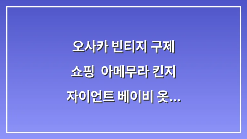 오사카 빈티지 구제 쇼핑: 아메무라 킨지 자이언트 베이비 옷 무덤 완벽 정복 대표 이미지