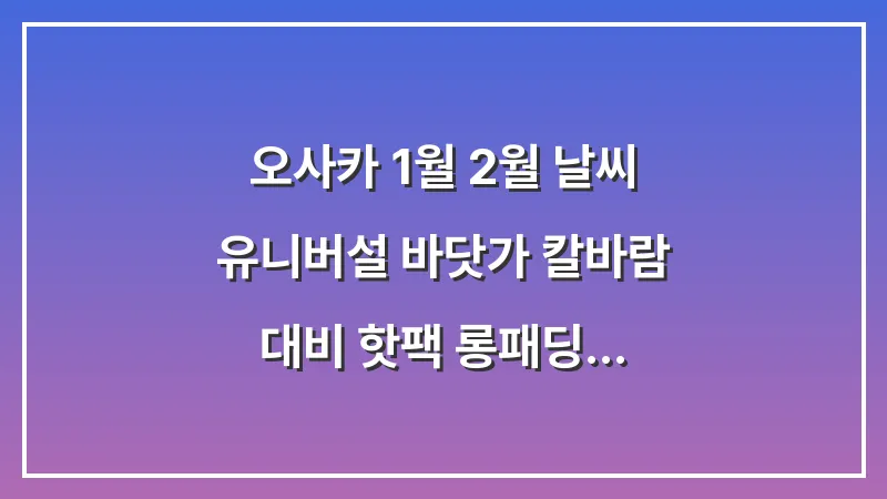 오사카 1월 2월 날씨: 유니버설 바닷가 칼바람 대비 핫팩 롱패딩 필수 대표 이미지