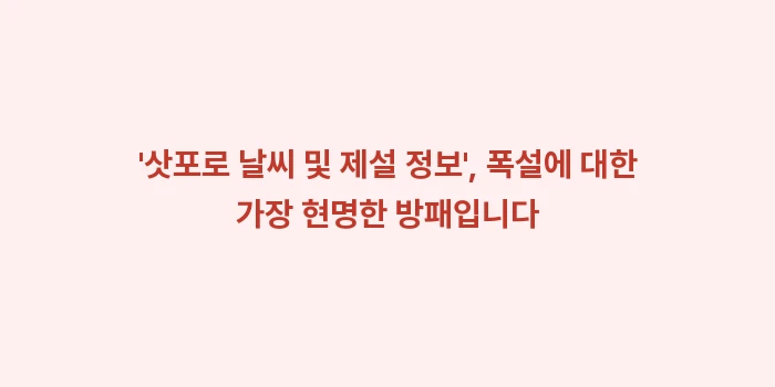 삿포로 날씨 및 제설 정보: 삿포로 날씨 및 제설 정보... (1)