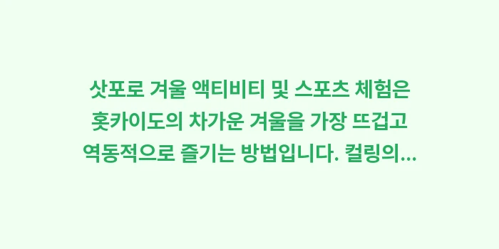 삿포로 겨울 액티비티 및 스포츠 체험: 삿포로 겨울 액티비티 및 스... (1)