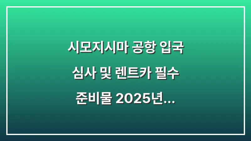 시모지시마 공항 입국 심사 및 렌트카 필수 준비물 (2025년 가이드) 대표 이미지