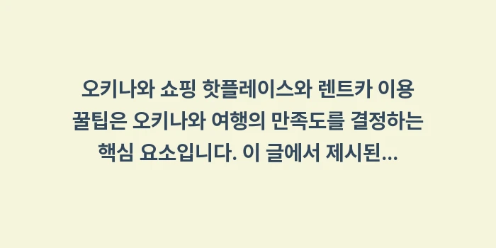 오키나와 쇼핑 핫플레이스와 렌트카 이용 꿀팁: 오키나와 쇼핑 핫플레이스와... (2)