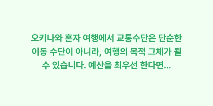 오키나와 혼자 여행 교통수단 비교: 오키나와 혼자 여행에서 교통... (2)