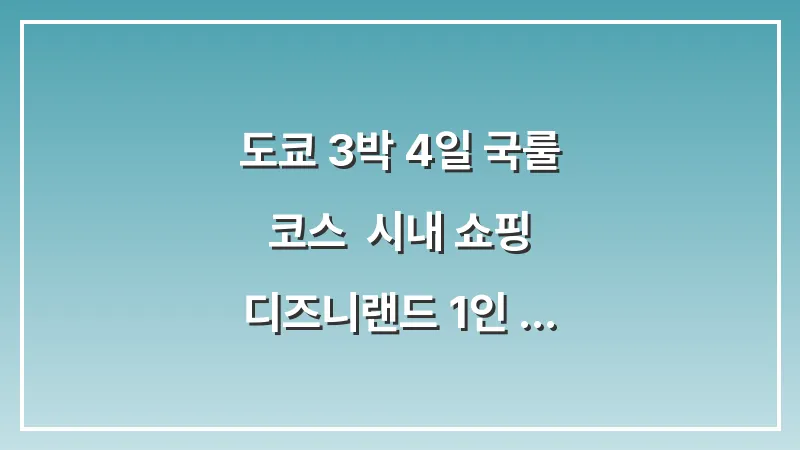 도쿄 3박 4일 국룰 코스: 시내 쇼핑 디즈니랜드 1인 경비 정리 대표 이미지