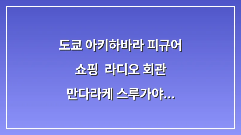 도쿄 아키하바라 피규어 쇼핑: 라디오 회관 만다라케 스루가야 득템 대표 이미지