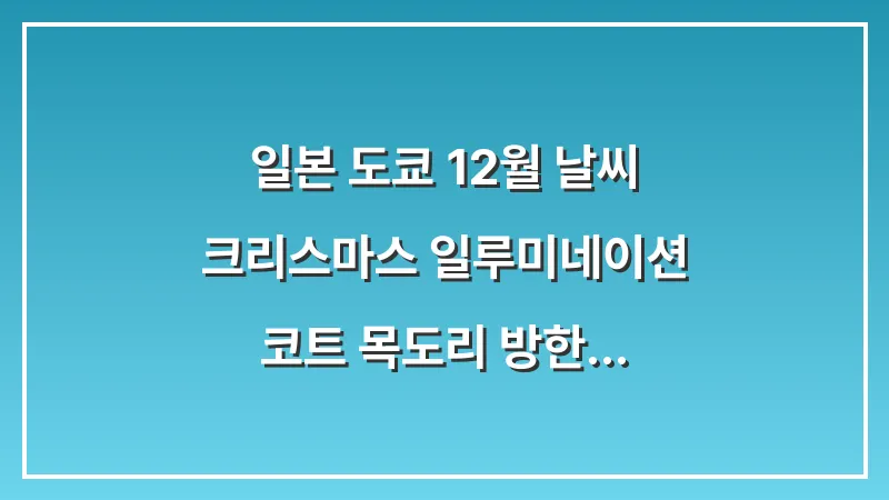 일본 도쿄 12월 날씨: 크리스마스 일루미네이션 코트 목도리 방한 (연말 가이드) 대표 이미지