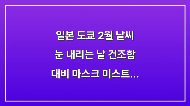일본 도쿄 2월 날씨: 눈 내리는 날 건조함 대비 마스크 미스트 (완벽 가이드) 대표 이미지