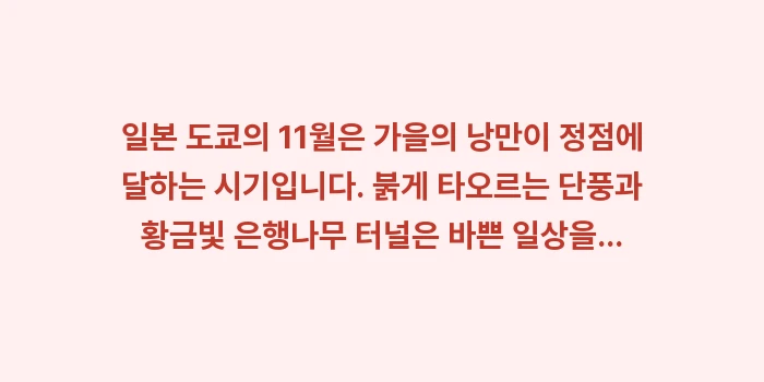 일본 도쿄 11월 날씨: 일본 도쿄의 11월은 가을의... (2)
