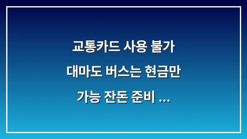 교통카드 사용 불가: 대마도 버스는 현금만 가능 잔돈 준비 필수 대표 이미지