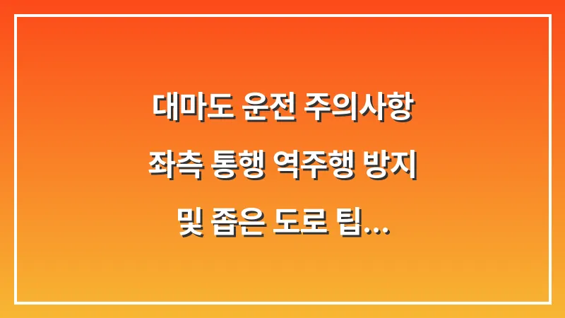 대마도 운전 주의사항: 좌측 통행 역주행 방지 및 좁은 도로 팁 대표 이미지