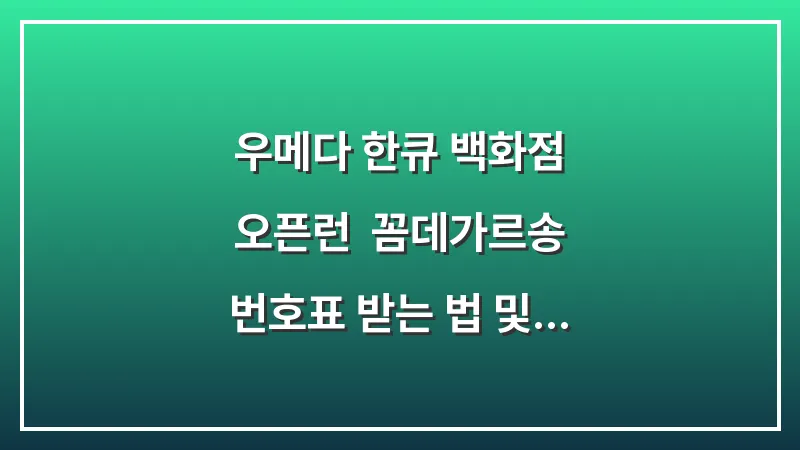 우메다 한큐 백화점 오픈런: 꼼데가르송 번호표 받는 법 및 재고 확인 총정리 대표 이미지