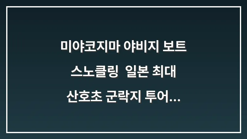 미야코지마 야비지 보트 스노클링: 일본 최대 산호초 군락지 투어 가격 대표 이미지