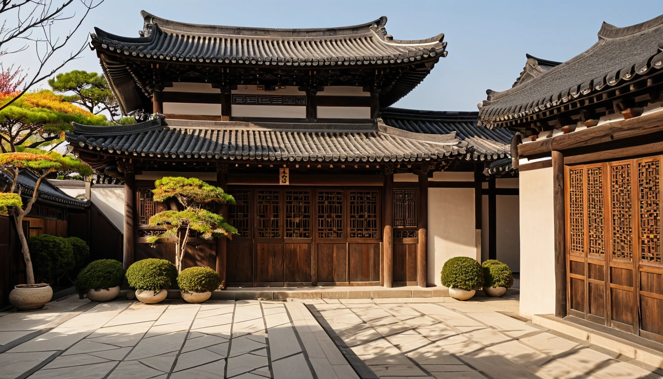 Ikseondong r traditional hanok roof silho 2
