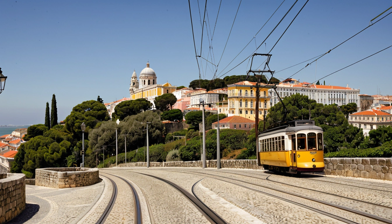Lisbon lx fa historic yellow tram moving 2